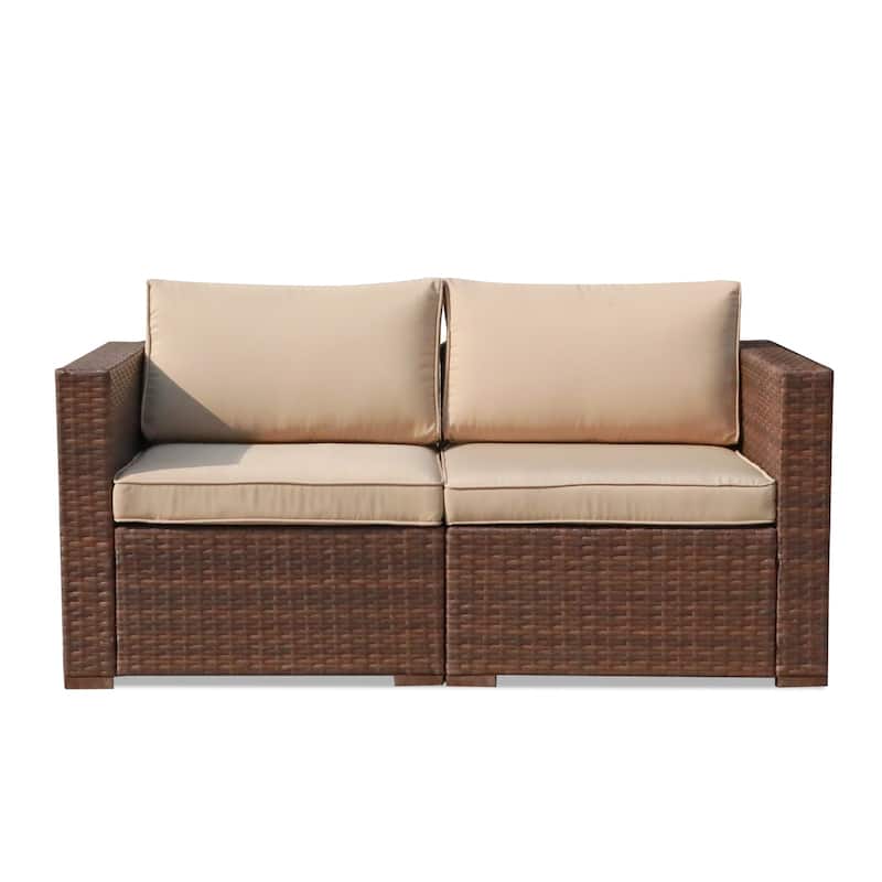 Outdoor 2 Person Furniture PE Wicker 2 Seat Sofa Patio And Garden Sofa