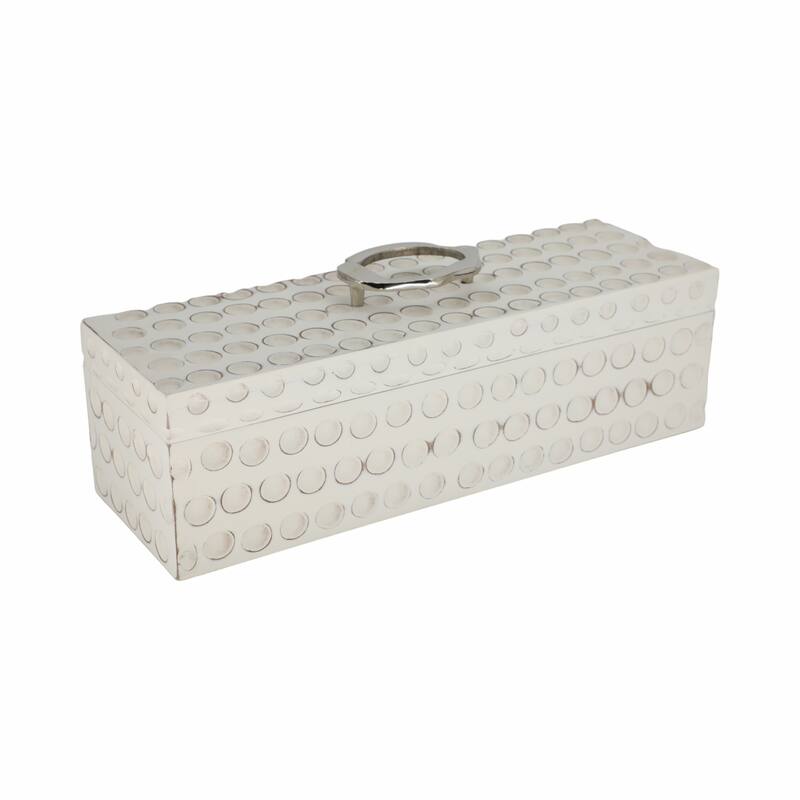 Sculptural Decorative Box with Lid and Gold Accent Handle - 7"
