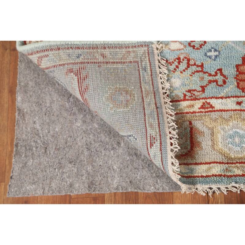 Light Blue Oushak Style Area Rug Hand-Knotted Wool Carpet - 4'2"x 5'11"