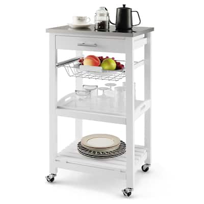 Costway Compact Kitchen Island Cart Rolling Service Trolley with