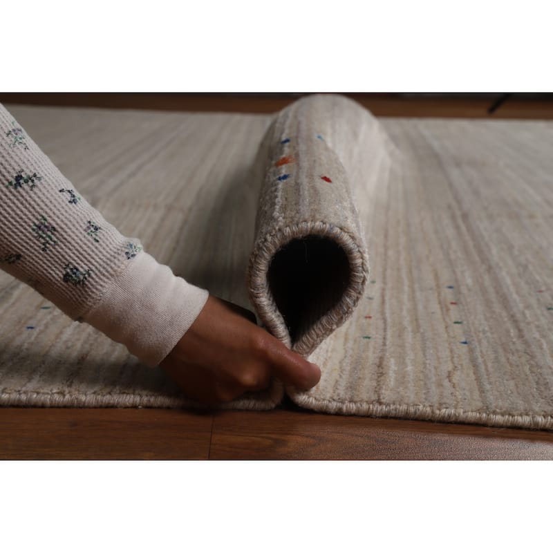 Striped Wool Gabbeh Indian Area Rug 9x12 - 9' x 12'