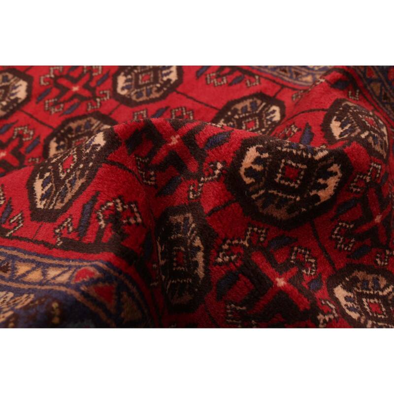 ECARPETGALLERY Hand-knotted Baluch Red Wool Rug - 2'11 x 8'10