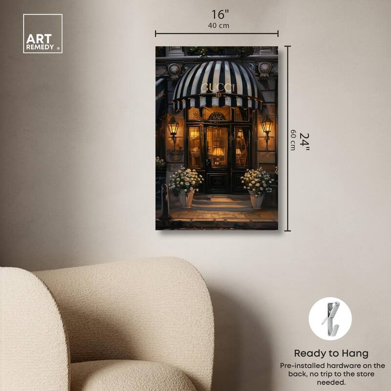 Elegant Night Time Store Visit Canvas by Art Remedy, Gallery Wrapped