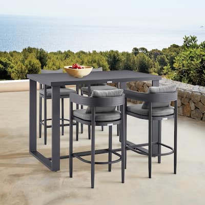 Argiope Grey Aluminum Outdoor 5-Piece Bar Height Dining Set