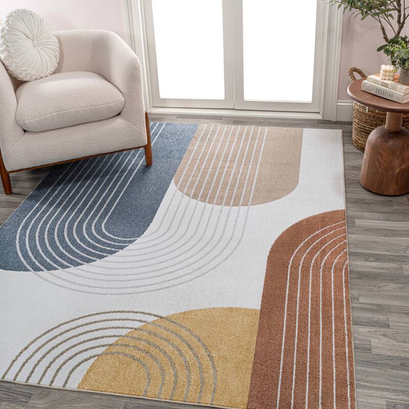 JONATHAN Y Vector Contemporary Minimalist Machine-Washable Multi Area Rug