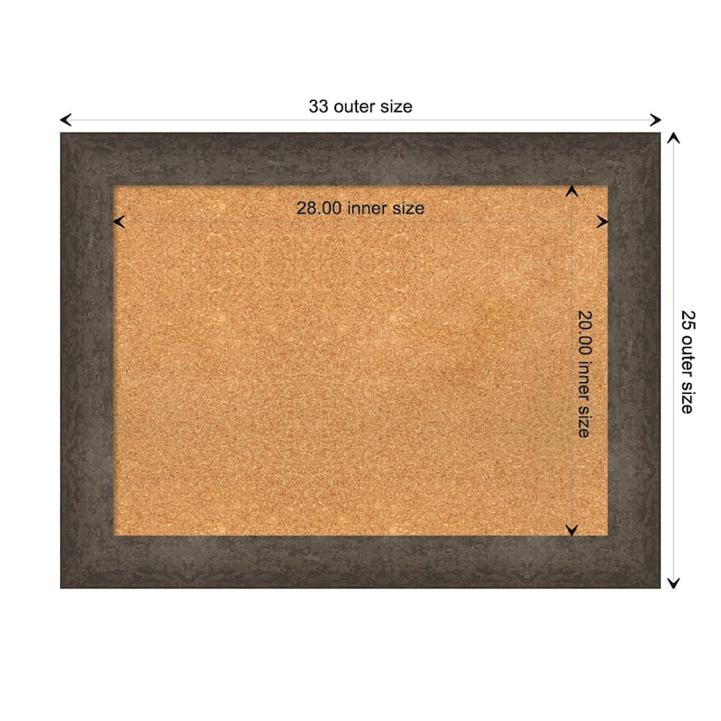 Dappled Black Brown Wood Framed Natural Corkboard Bulletin Board - Dappled Light Bronze - Board Size 28x20