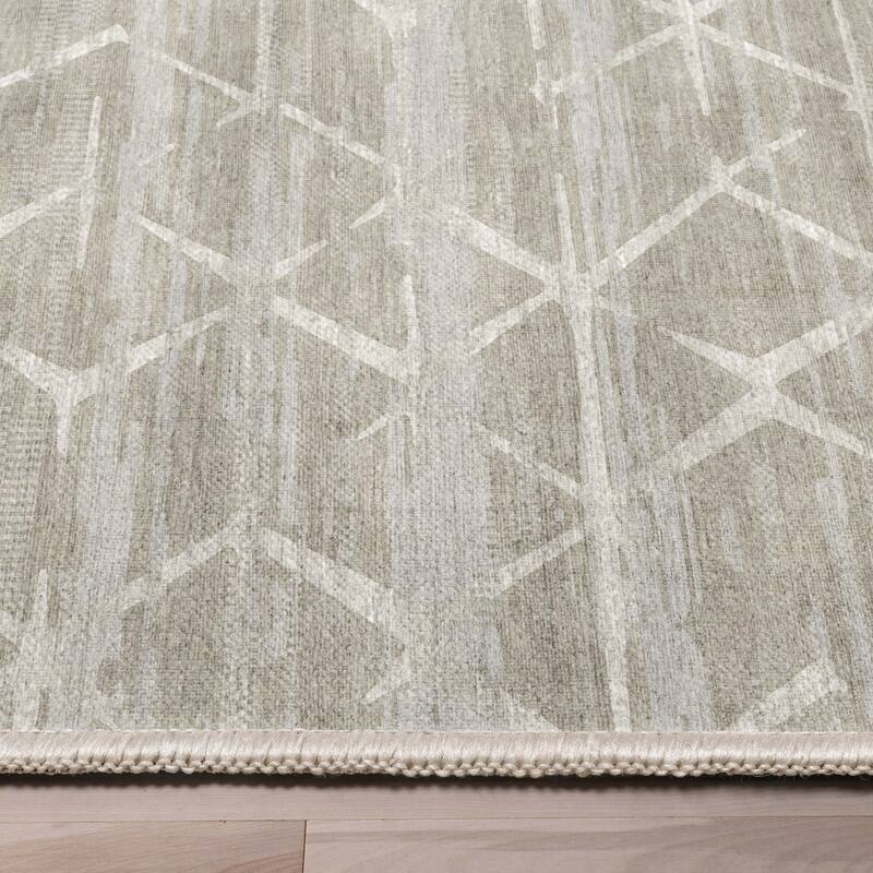 Well Woven Abstract Kintsugi Modern Geometric Flat-Weave Machine Washable Area Rug