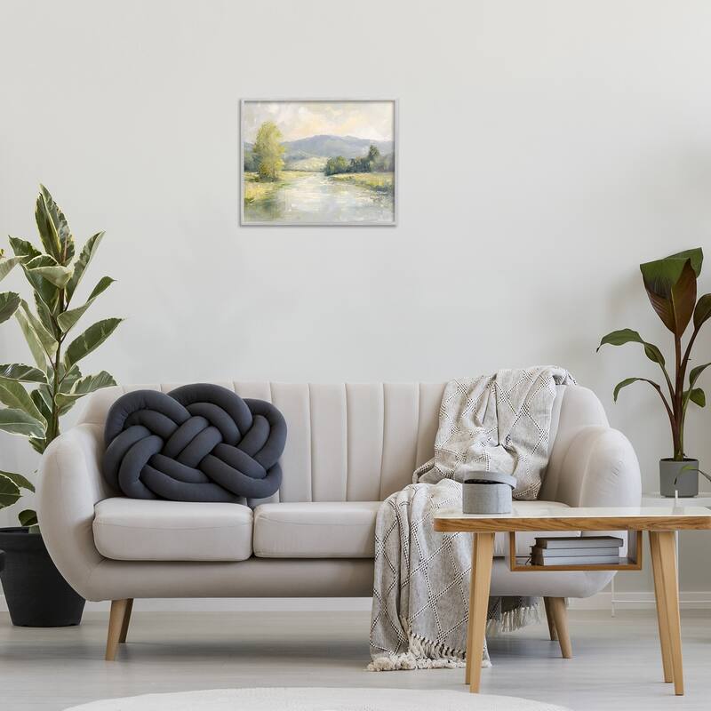 Stupell Abstract River & Mountain Scene Framed Giclee Art Design By Petal Prints Design