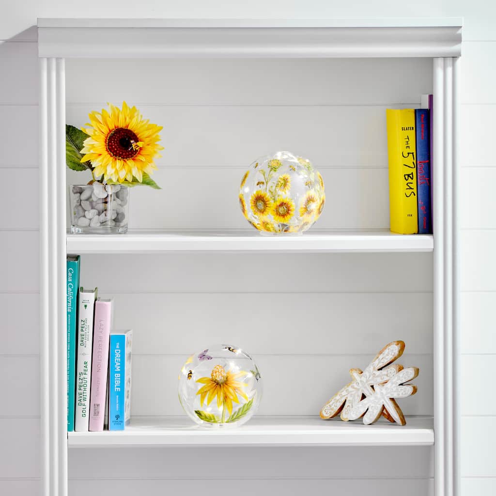 6" Glass LED Sunflower Table Piece