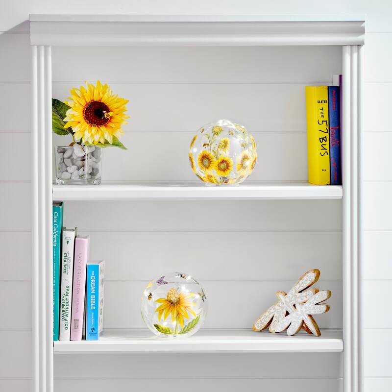 6" Glass LED Sunflower Table Piece