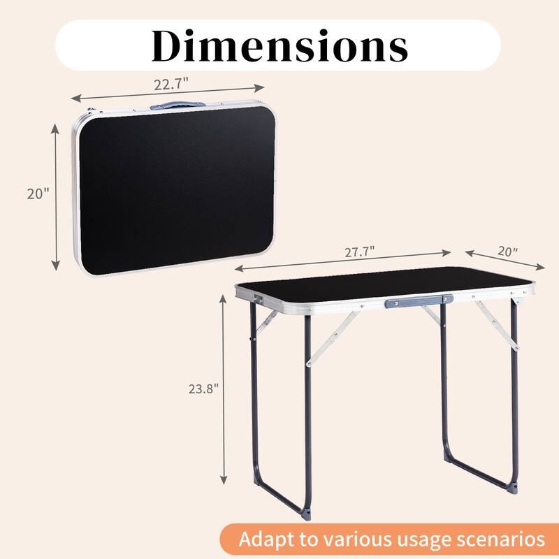 Portable 2.3ft Aluminum Folding Table for Outdoor Camping - 27.56" x 19.69" x 23.62"