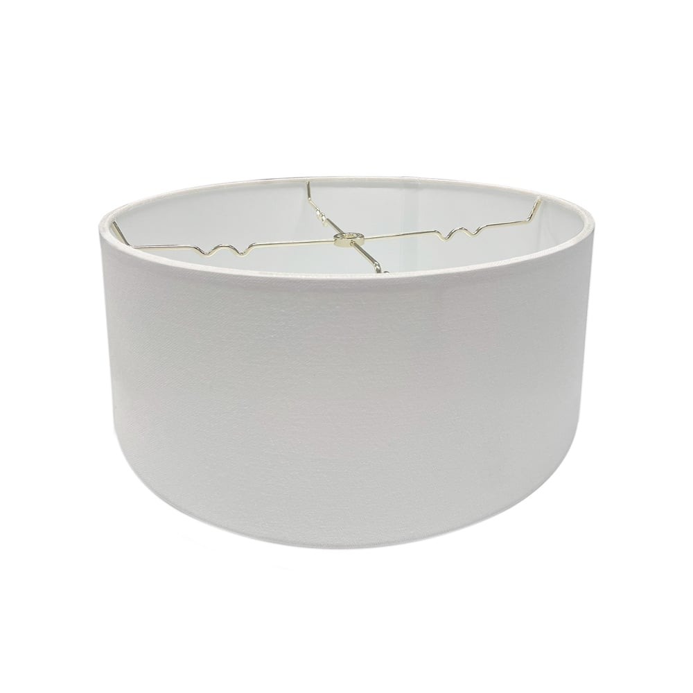 Hardback Shallow Drum Lampshade White Linen Fabric, 14x14x7 - N/A