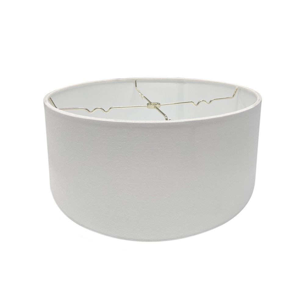 Hardback Shallow Drum Lampshade White Linen Fabric, 14x14x7 - N/A