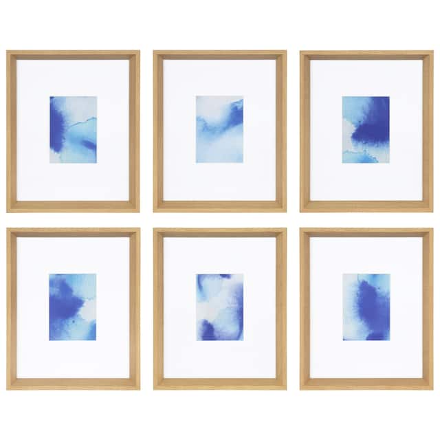 Kate and Laurel Calter 6 Piece Framed Black and White Print Art Set - 6-piece Set - 16 x 13 - Natural/Blue