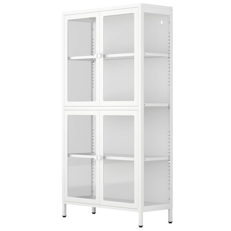 Four Glass Door Storage Cabinet with Adjustable Shelves