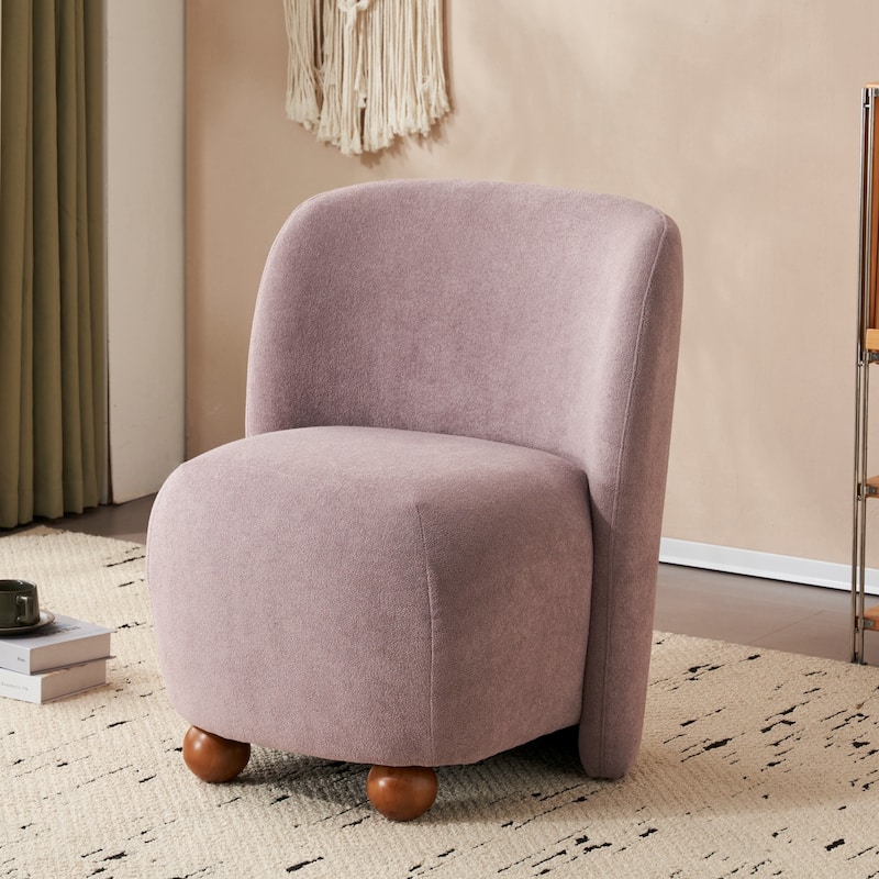 Roomfitters Modern Low Back Barrel Chair, Upholstered Armless Design with Round Pine Wood Feet for Living Room, Bedroom - Purple