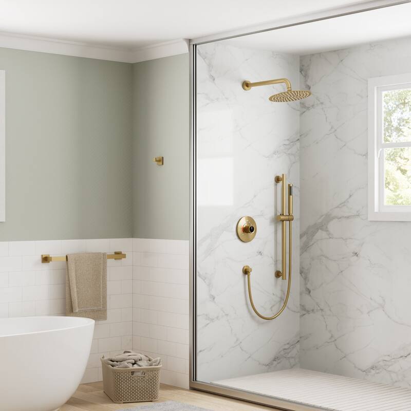 GRANDJOY 10" Wall-Mounted Shower Head System and Handheld Shower with Sliding Bar