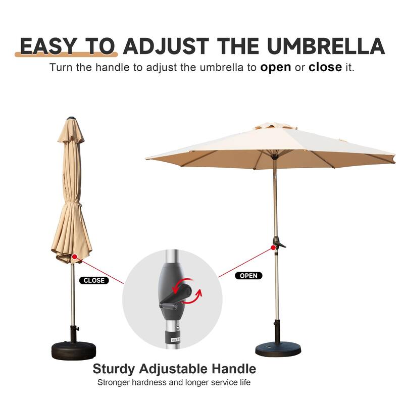 9FT Patio Umbrella,Outdoor Table Umbrella with Push Button Tilt and Crank,UV Protection Waterproof Market with 8 Sturdy Ribs