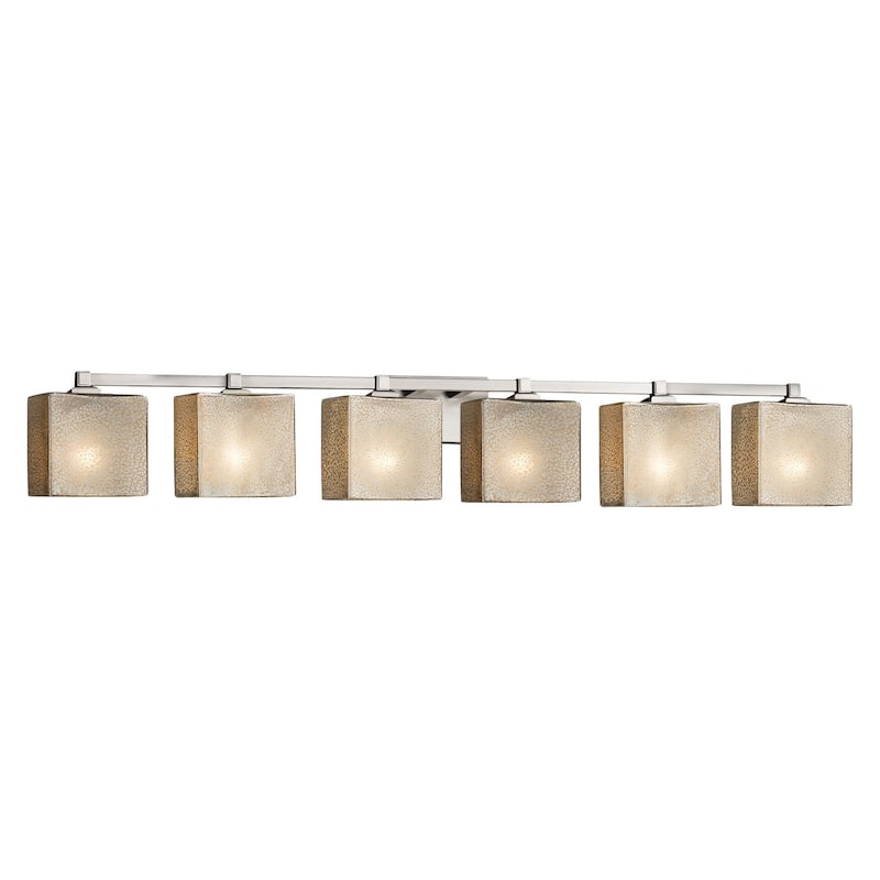Justice Design Fusion Regency 6-light Brushed Nickel Bath Bar, Mercury Rectangle Shade - Silver