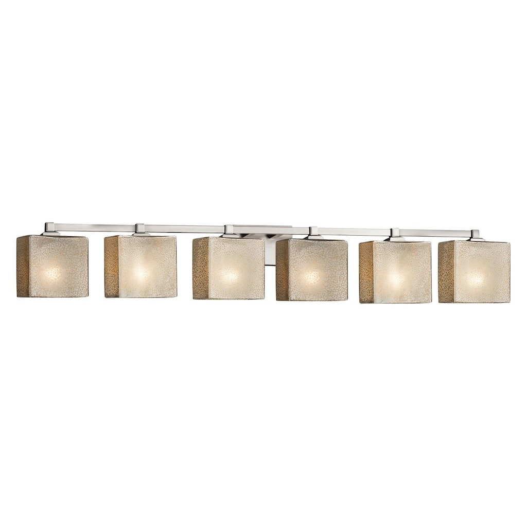Justice Design Fusion Regency 6-light Brushed Nickel Bath Bar, Mercury Rectangle Shade - Silver