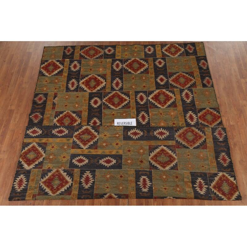 Kilim Oriental Area Rug Flatweave Sotuhwestern Wool Carpet - 7'6"x 10'1"
