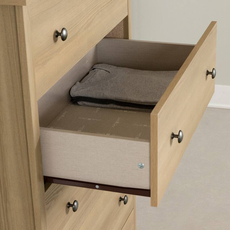 5 Drawer Dresser Chest - Modern Storage Organizer for Bedroom, Living Room, Natural Ash Finish