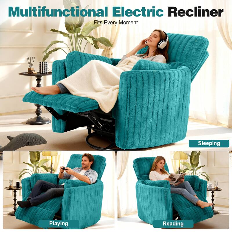 Rossetta Swivel Rocking Glider Power Recliner Chair with 24" Wide Seat & Type-C & USB Ports