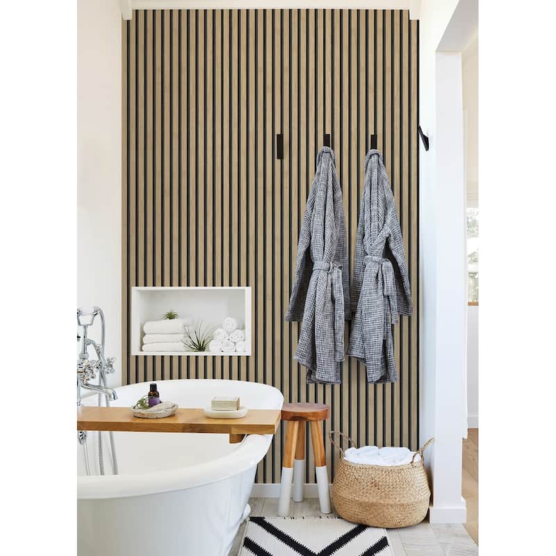 NuWallpaper Oak Slat Wood Peel & Stick Wallpaper