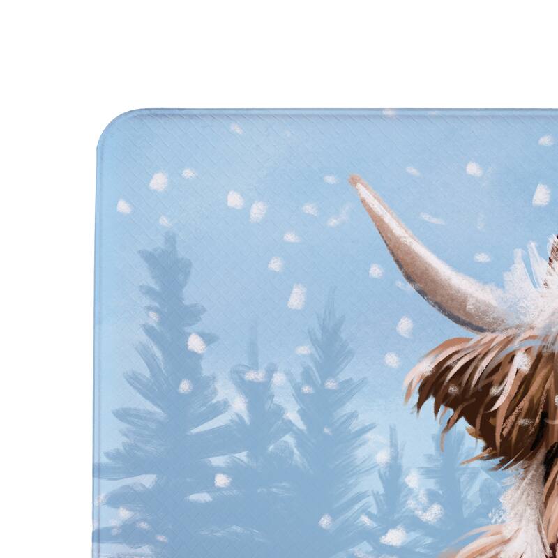 Holiday Highland Cow Anti-Fatigue Door Mat - 40" x 20"