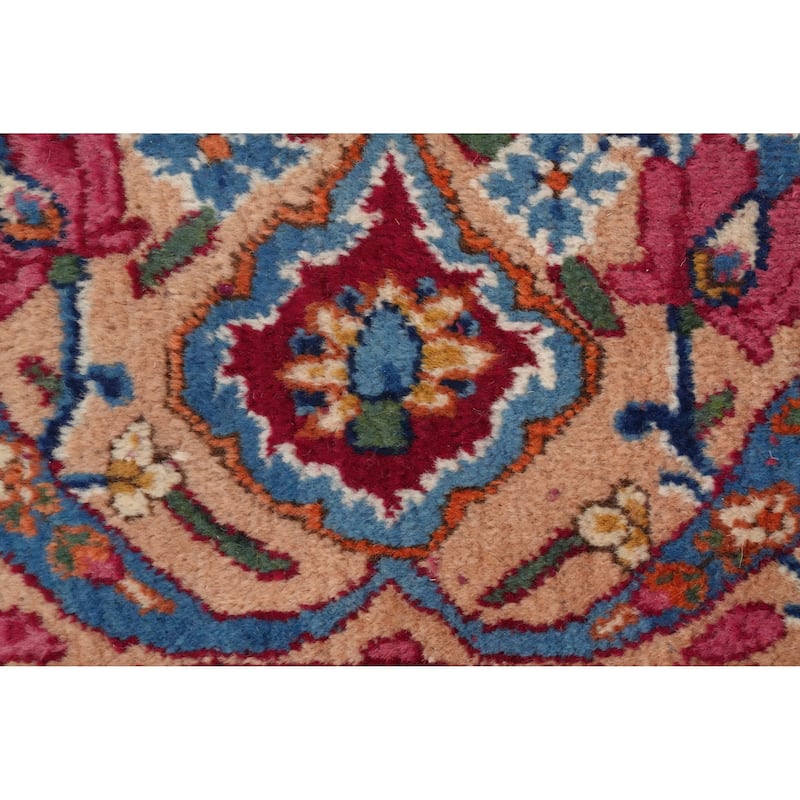 Hand Knotted Oriental 100% Wool Carpet Traditional Floral Beige & Ivories Kerman Area Rug - 11' 5'' X 8' 1''