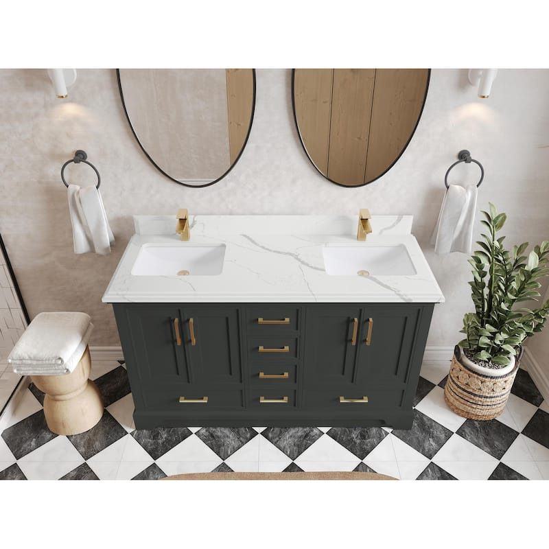 Willow Collections 60 in. W x 22 in. D Charlotte Double Sink Bathroom Vanity with Countertop