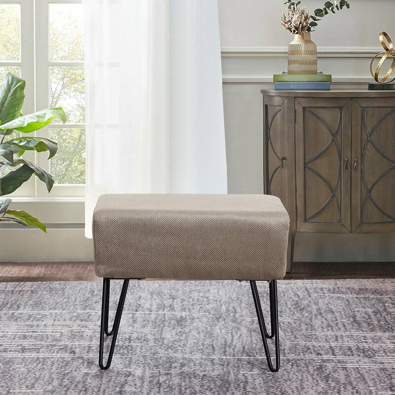 Serenta Milliken Plush Ottoman, 19" x 13" x 17" H