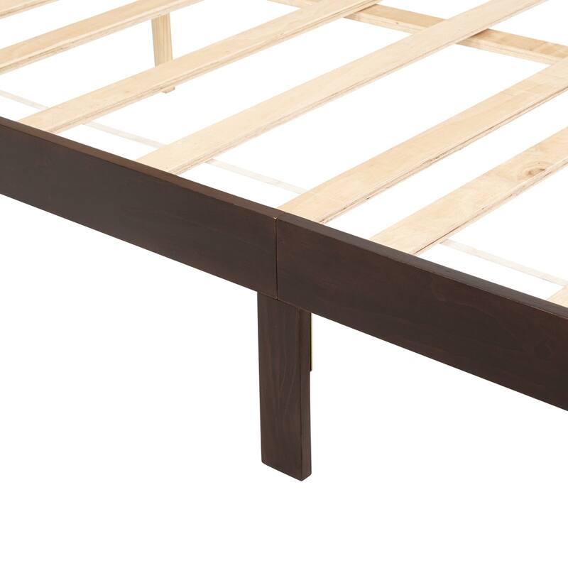 Queen Pine wooden Bed with Rattan Headboard and Footboard