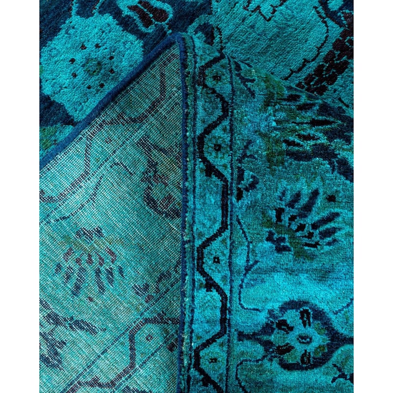 Overdyed, One-of-a-Kind Hand-Knotted Area Rug - Blue - 4' 2" x 6' 2"