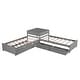 preview thumbnail 17 of 25, Double Twin Pine L-shaped Platform Bed with Convertible Trundle, Drawers, Built-in Desk