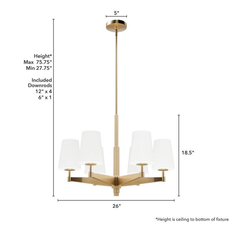 Hunter Nolita Chandelier - Entry, Dining Room, Living Room, Bedroom - Modern, Transitional - Glass Shades