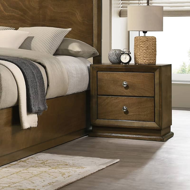 Furniture of America Igala Walnut Wood Oversized 2-Drawer Nightstand - Walnut