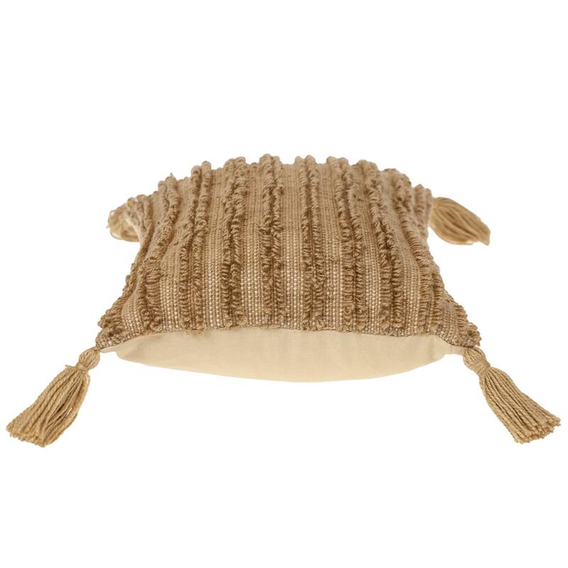 Boho Rectangular Throw Pillow with Tassels - 20" - Brown