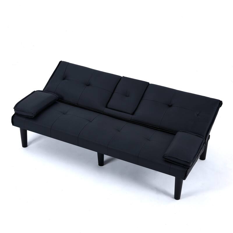 The 67-inch PVC multi-functional sofa bed, with a foldable and cup holder design