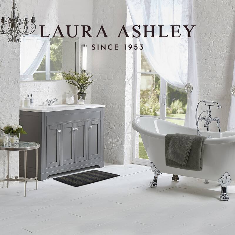 Laura Ashley Eden Stripe Bath Mat - 17 x 24 - Dark Grey/Light Grey