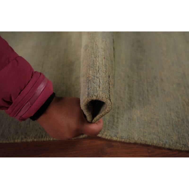 Modern Gabbeh Oriental Area Rug Handmade Green Modern Wool Carpet - 4'9" x 6'11"