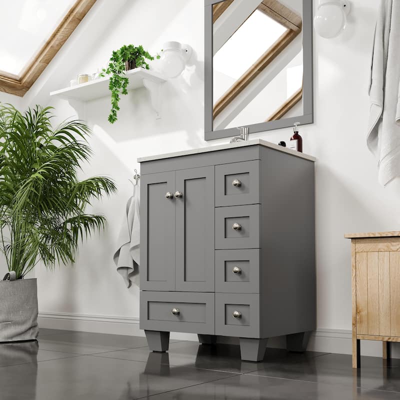 Eviva Happy 24"W Bath Vanity with Carrara Quartz Top