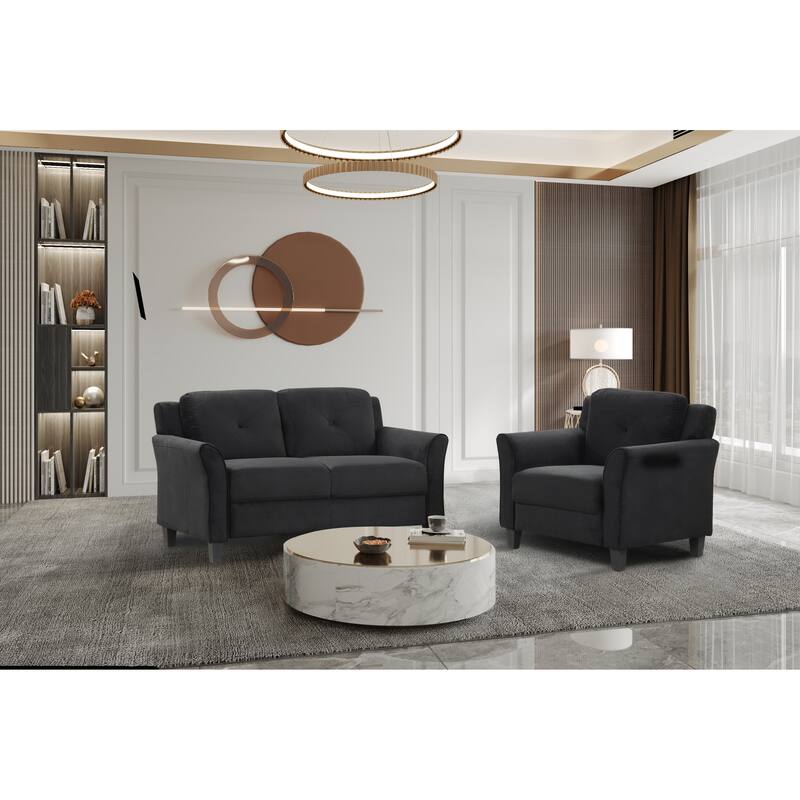 Fashionable Black Polyester Double - Seat Living Room Sofa