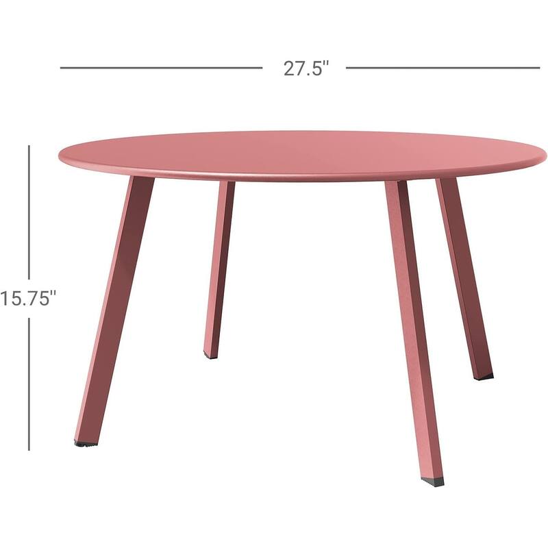 Patio Round Steel Patio Coffee Table, Weather Resistant Outdoor Large Side Table