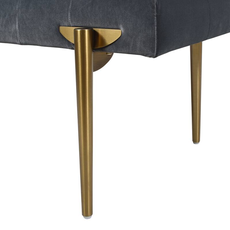 Upholstered Gold Accent Bench, Velvet, Sturdy Solid Birchwood and Plywood Frame