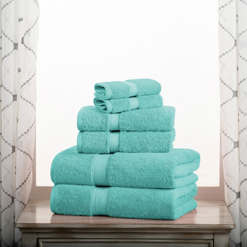 Superior Egyptian Cotton Pile Heavyweight Solid Plush Towel Set - 10-Piece Set - Turquoise