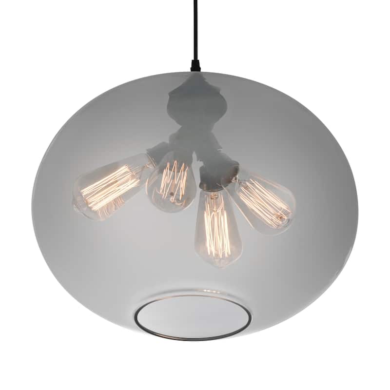 Glass 4 Light Down Pendant With Smoke Finish - Transparent Smoke