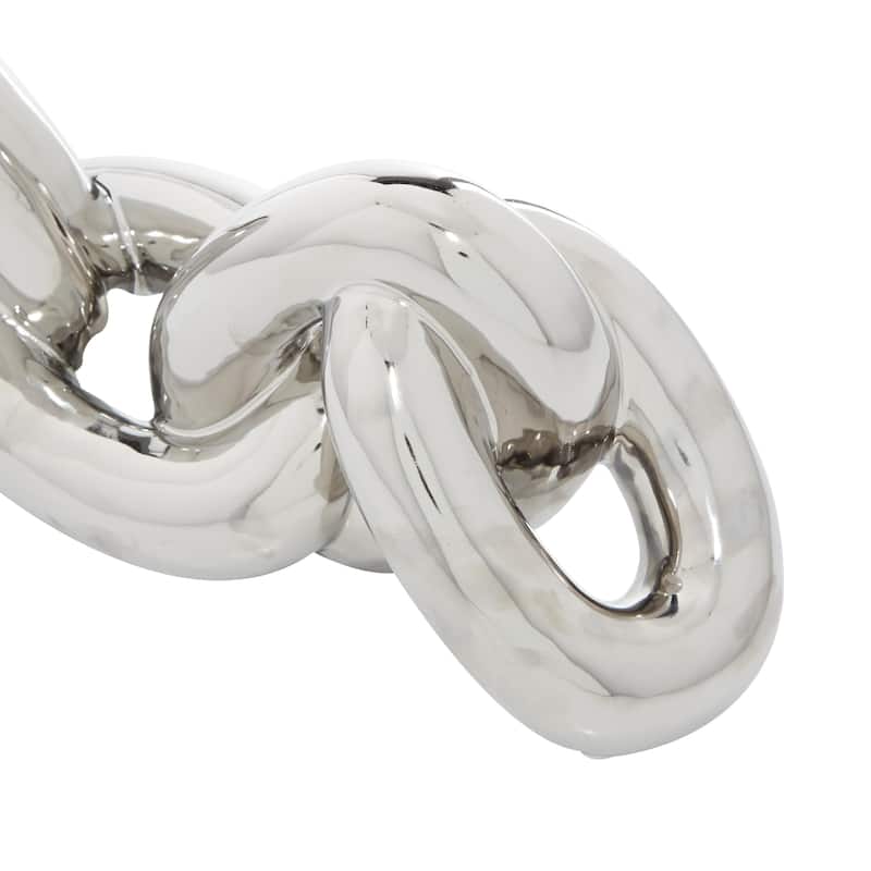 Porcelain Ceramic Chain Decorative Sculpture - Set of 2 Gold, Silver - CosmoLiving by Cosmopolitan