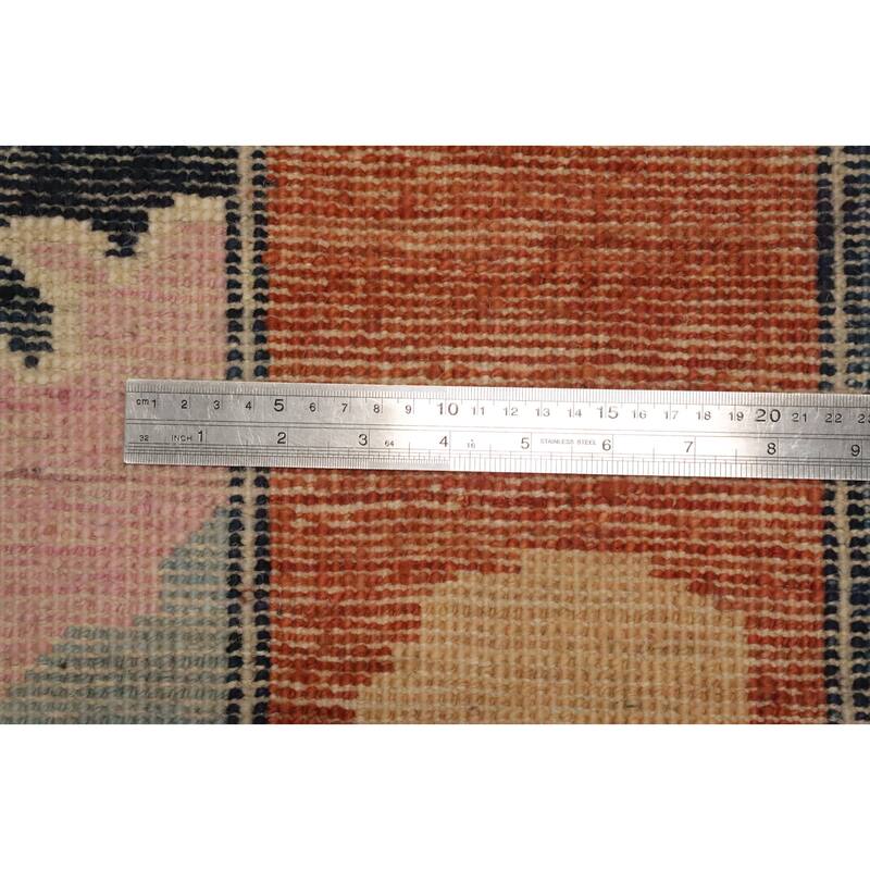 Hand Knotted Oriental 100% Wool Carpet Transitional Floral Navy Blue & Blues Oushak Area Rug - 9' 6'' X 8' 3''