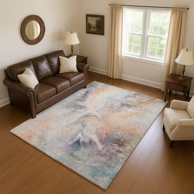 Premium Washable Super Soft Abstract Modern Mayfield Rug - Linen - 8' x 10'